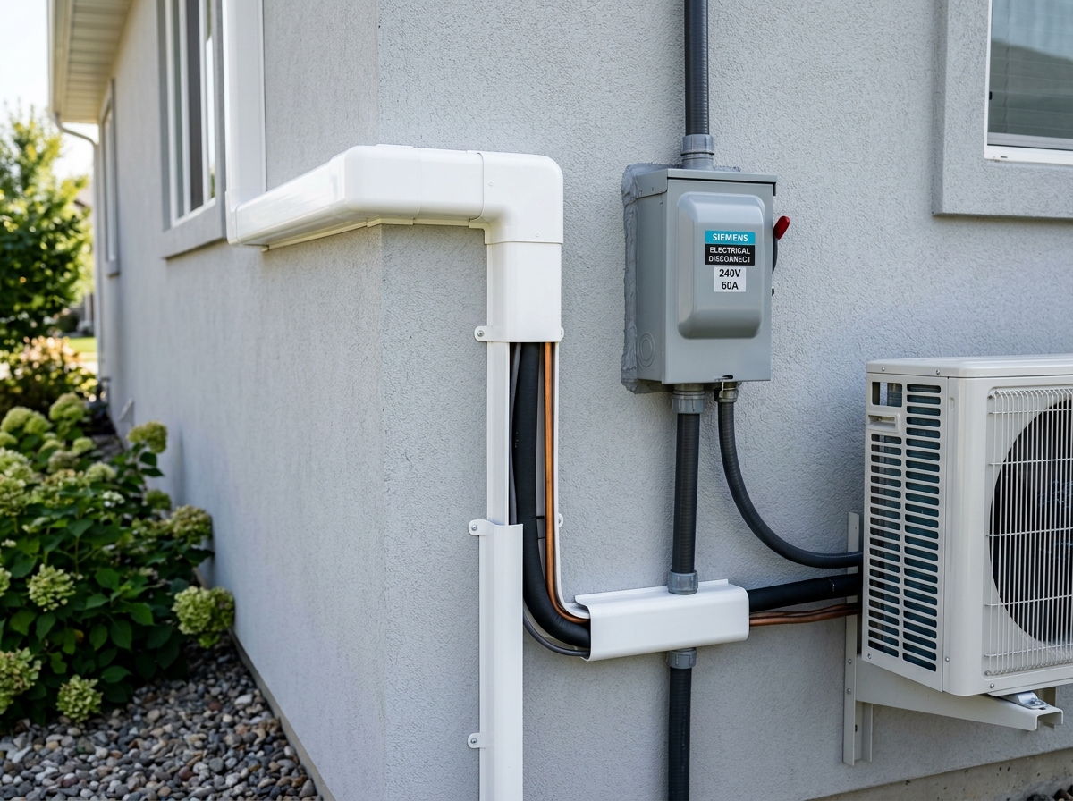 Dedicated electrical disconnect box and insulated refrigerant lines for a mini split installation in Colorado Springs